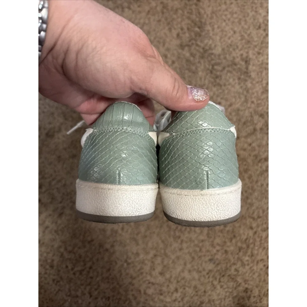 Shu Shop Paz‎ Mint Snake Sneakers Shoes Star Glitter 7.5 Women's White